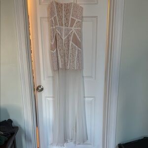 Elegant White Lace and Chiffon Dress vivienne dress